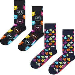 Happy Socks Unisex 2 Pairs Gift Crew Size UK 7 - 11 - Cat