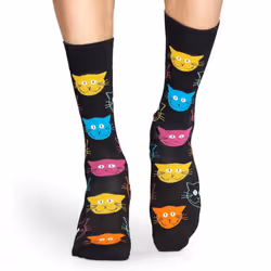 Happy Socks Unisex 2 Pairs Gift Crew Size UK 7 - 11 - Cat