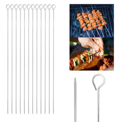 12PC BBQ Barbecue Metal Skewers Kebab Shish Meat Vegetable Grill