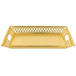 Bread Basket Naan Snack Food Drinks Serving Tray - Rectangle - Gold