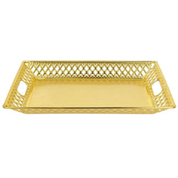 Bread Basket Naan Snack Food Drinks Serving Tray - Rectangle - Gold