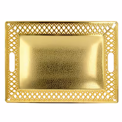 Bread Basket Naan Snack Food Drinks Serving Tray - Rectangle - Gold