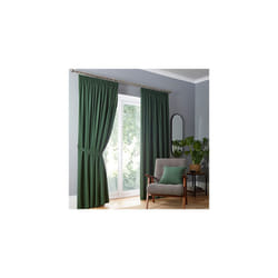 Fusion - Dijon - Blackout / Thermal Insulated Pair of Pencil Pleat Curtains - 66" Width x 54" Drop (168 x 137cm) in Bottle Green