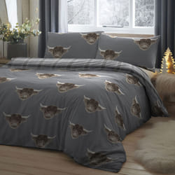 Highland Cow Duvet Set Grey  Double