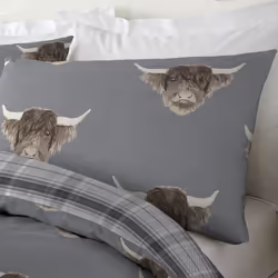 Highland Cow Duvet Set Grey  Double