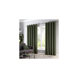 Sorbonne 100 Cotton Pair of Eyelet Curtains 66 Width x 90 Drop 168 x 229cm in Bottle Green