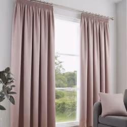 Fusion Galaxy Plain Dyed Triple Woven Thermal Pencil Pleat Lined Curtains - Blush, 46 x 54 Inch