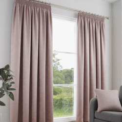 Fusion Galaxy Plain Dyed Triple Woven Thermal Pencil Pleat Lined Curtains - Blush, 46 x 54 Inch