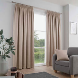 Fusion Galaxy Plain Dyed Triple Woven Thermal Pencil Pleat Lined Curtains - Blush, 46 x 54 Inch