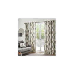 - Oakland - 100% Cotton Pair of Eyelet Curtains - 46" Width x 54" Drop (117 x 137cm) in Natural
