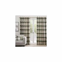 - Balmoral Check - Pair of Eyelet Curtains - 66" Width x 90" Drop (168 x 229cm) in Green