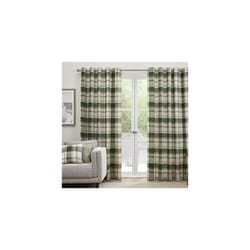 - Balmoral Check - Pair of Eyelet Curtains - 66" Width x 90" Drop (168 x 229cm) in Green