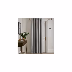 100% Blackout Eyelet Single Panel Door Curtain - 66" Width x 84" Drop (168 x 214cm) in Silver