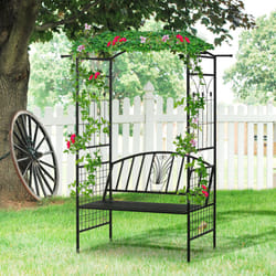 Outsunny Garden Arbour Arch Metal Bench Loveseat Outdoor Patio Plant Climber