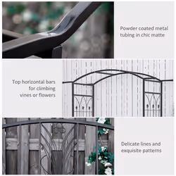 Outsunny Garden Arbour Arch Metal Bench Loveseat Outdoor Patio Plant Climber