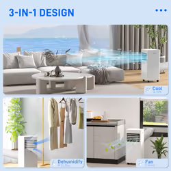 HOMCOM Mobile Air Conditioner White W/ Remote Control Cooling Ventilating 780W