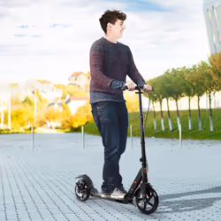 HOMCOM Teens Adult Kick Scooter Fold Adjust 14+ w/ Rear Dual Brake System Black