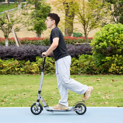 HOMCOM Adult Teens Kick Scooter Fold Adjust 14+ w/ Rear Wheel&Hand Brake Silver