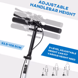 HOMCOM Adult Teens Kick Scooter Fold Adjust 14+ w/ Rear Wheel&Hand Brake Silver