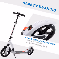HOMCOM Teens Adult Kick Scooter Foldable Adjust Aluminium For 14+ White