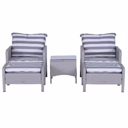 Outsunny 5 Pieces Outdoor Patio Furniture Set Wicker Conversation Set Grey - Additional view 5