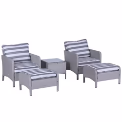 Outsunny 5 Pieces Outdoor Patio Furniture Set Wicker Conversation Set Grey - Additional view 8