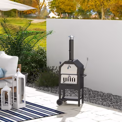 Outsunny Charcoal Tall Ovan Pizza Maker BBQ Grill Outdoor Picnic w/ Thermometer