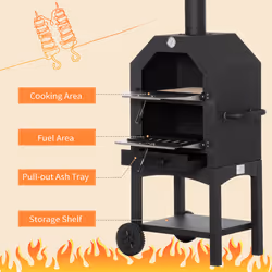 Outsunny Charcoal Tall Ovan Pizza Maker BBQ Grill Outdoor Picnic w/ Thermometer - Additional view 5