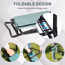 Outsunny Garden Kneeler Foldable Seat Bench EVA Foam Pad with Tool Bag Pouch