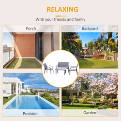 Outsunny 4pcs Patio Furniture Set Garden Sofa Glass Top Coffee Table Grey - Additional view 5