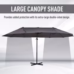 Outsunny Double Canopy Offset Parasol Umbrella Garden Shade Steel Canopy Grey - Additional view 4