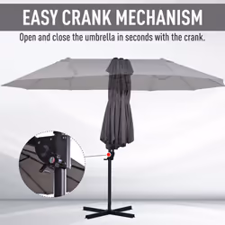 Outsunny Double Canopy Offset Parasol Umbrella Garden Shade Steel Canopy Grey - Additional view 5