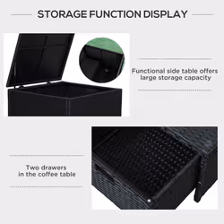 Outsunny 4Pcs Patio Rattan Sofa Garden Furniture Set Table w/ Cushions Black - Additional view 5