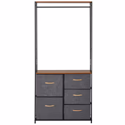 HOMCOM Storage Coat Rack Hallway Bedroom Organiser Shelves w/ Hanger, 5 Drawer - Additional view 6