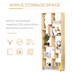 HOMCOM Multipurpose 8-Grid Bookshelf Decorative Shelf, Bathroom, Kitchen Oak - Additional view 4