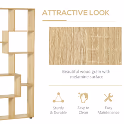 HOMCOM Multipurpose 8-Grid Bookshelf Decorative Shelf, Bathroom, Kitchen Oak - Additional view 5