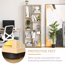 HOMCOM Multipurpose 8-Grid Bookshelf Decorative Shelf, Bathroom, Kitchen Oak - Additional view 7