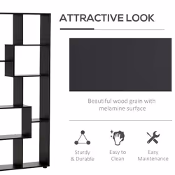 HOMCOM Multipurpose 8-Grid Bookshelf Decorative Shelf, Bathroom, Kitchen Black