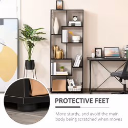 HOMCOM Multipurpose 8-Grid Bookshelf Decorative Shelf, Bathroom, Kitchen Black - Additional view 5