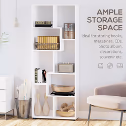 HOMCOM Multipurpose 8-Grid Bookshelf Decorative Shelf, Bathroom, Kitchen White