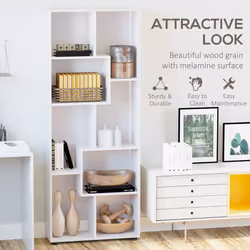 HOMCOM Multipurpose 8-Grid Bookshelf Decorative Shelf, Bathroom, Kitchen White - Additional view 4