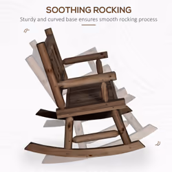 Outsunny Fir Wood Rocking Bench Wooden Patio 2-Person Outdoor Rocker Brown