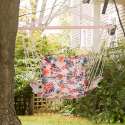 Outsunny Hammock Hanging Rope Chair Swing w/Cushion 100KG Multicolour Flower