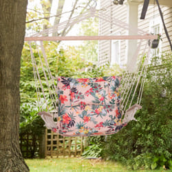 Outsunny Hammock Hanging Rope Chair Swing w/Cushion 100KG Multicolour Flower