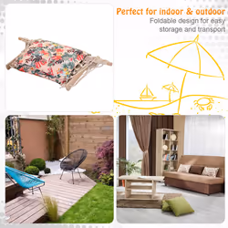 Outsunny Hammock Hanging Rope Chair Swing w/Cushion 100KG Multicolour Flower - Additional view 4