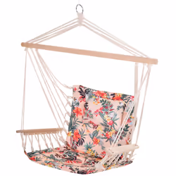 Outsunny Hammock Hanging Rope Chair Swing w/Cushion 100KG Multicolour Flower - Additional view 8