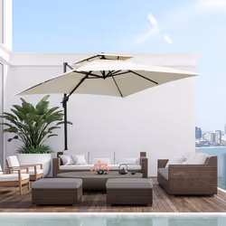Outsunny 360 Cantilever Parasol Roma Umbrella w/ Base Weights, Beige