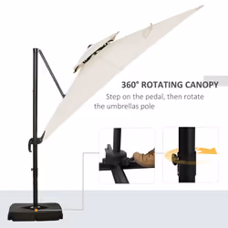 Outsunny 360 Cantilever Parasol Roma Umbrella w/ Base Weights, Beige