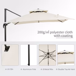 Outsunny 360 Cantilever Parasol Roma Umbrella w/ Base Weights, Beige - Additional view 4