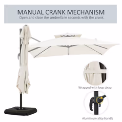Outsunny 360 Cantilever Parasol Roma Umbrella w/ Base Weights, Beige - Additional view 5